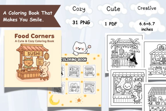 Food Corners Coloring Book – 31 PNG