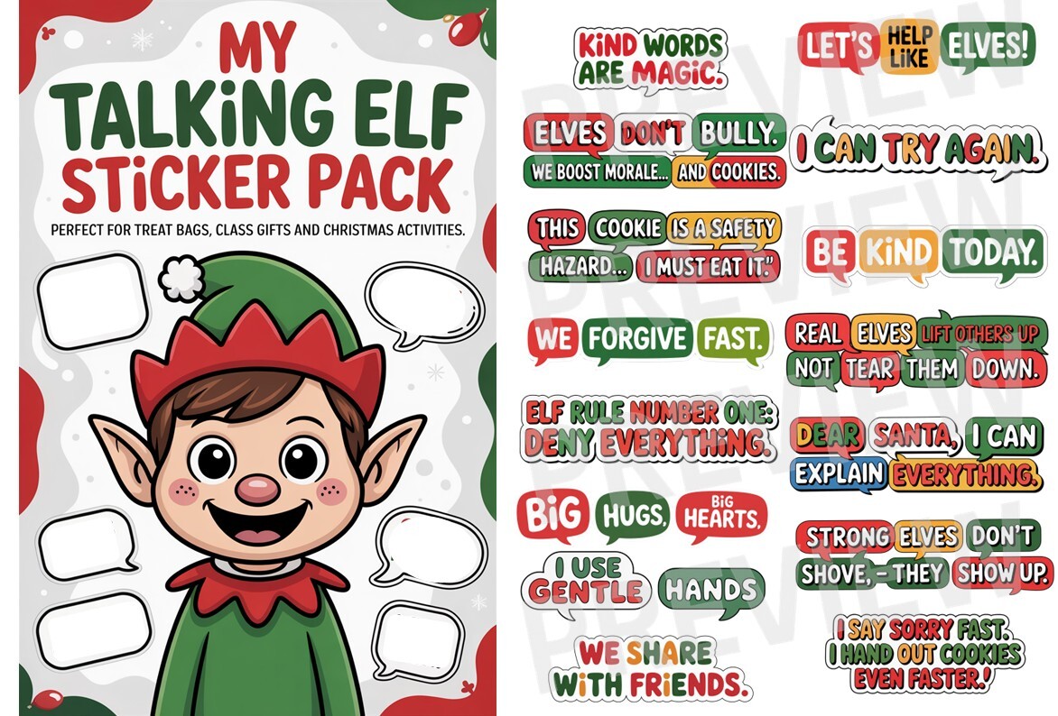 My Christmas Talking Elf Sticker Pack