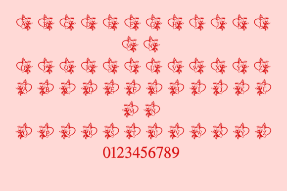 Rose Heart Valentine Font PNG with transparent background - Preview 1