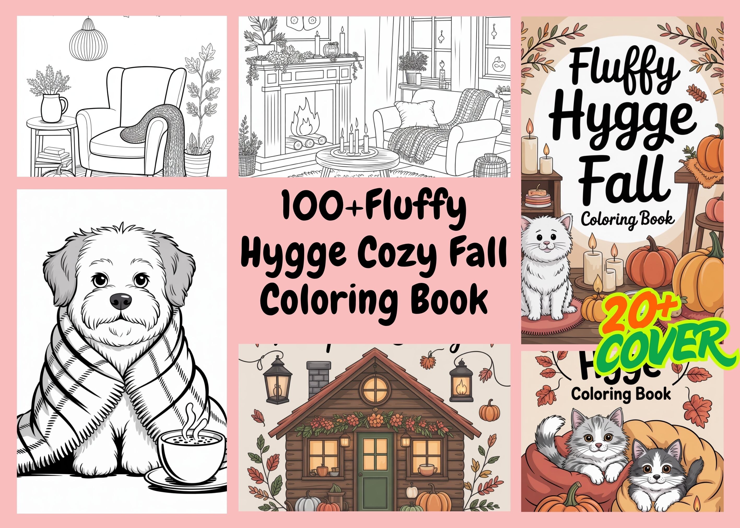 100+Fluffy Hygge Cozy Fall Coloring Book