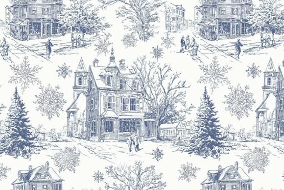 Christmas Village Seamless Pattern 24