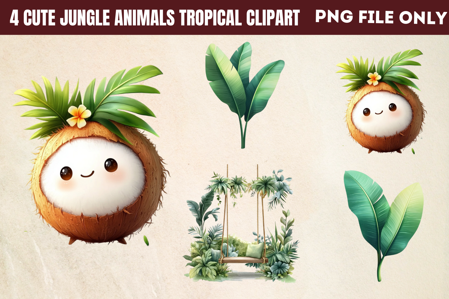 Cute Jungle Animals Tropical Bundle 4 Graphic by Styled Stock Mock ...