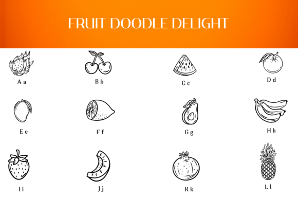 Fruit Doodle Delight Font PNG with transparent background - Preview 1