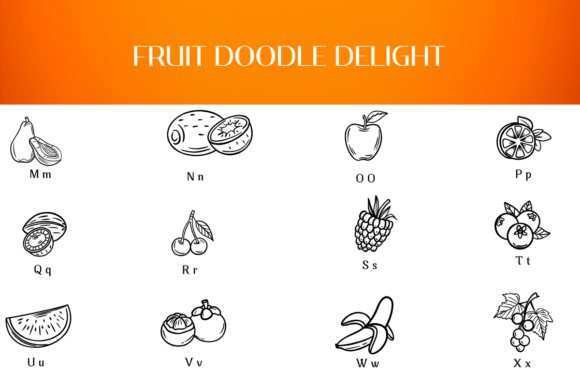 Fruit Doodle Delight Font PNG with transparent background - Preview 2