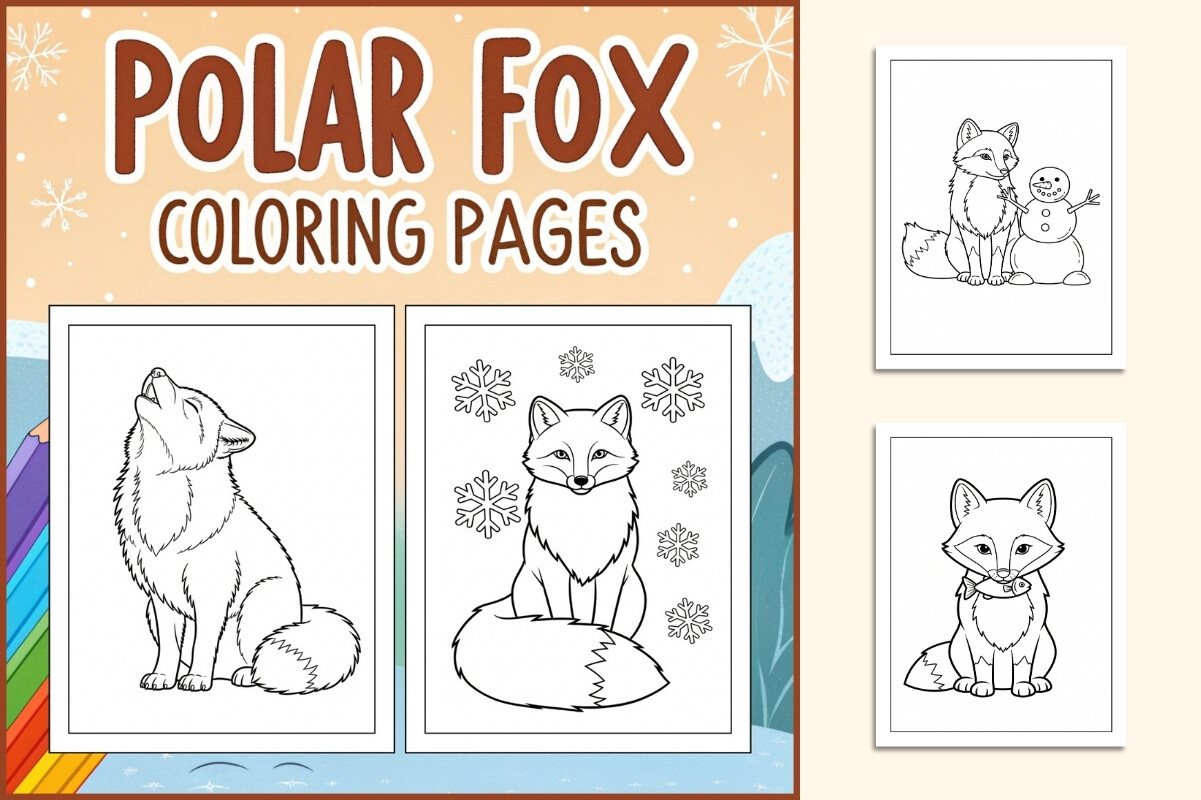 Polar Fox Coloring Pages for Kids
