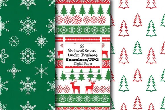 Red and Green Nordic Christmas Pattern