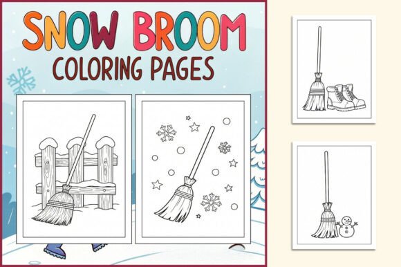 Snow Broom Coloring Pages for Kids