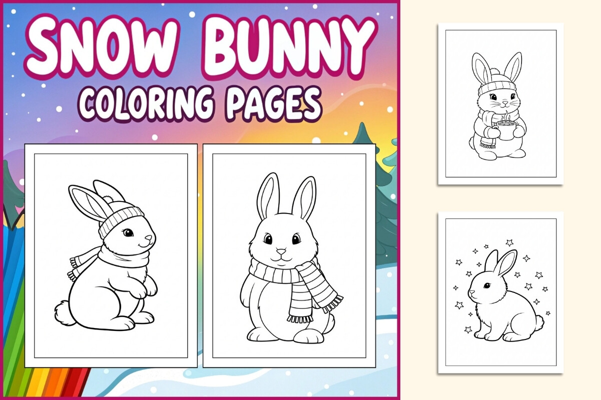 Snow Bunny Coloring Pages for Kids