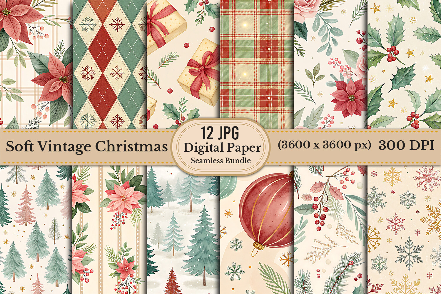 Soft Vintage Christmas Botanical Bundle