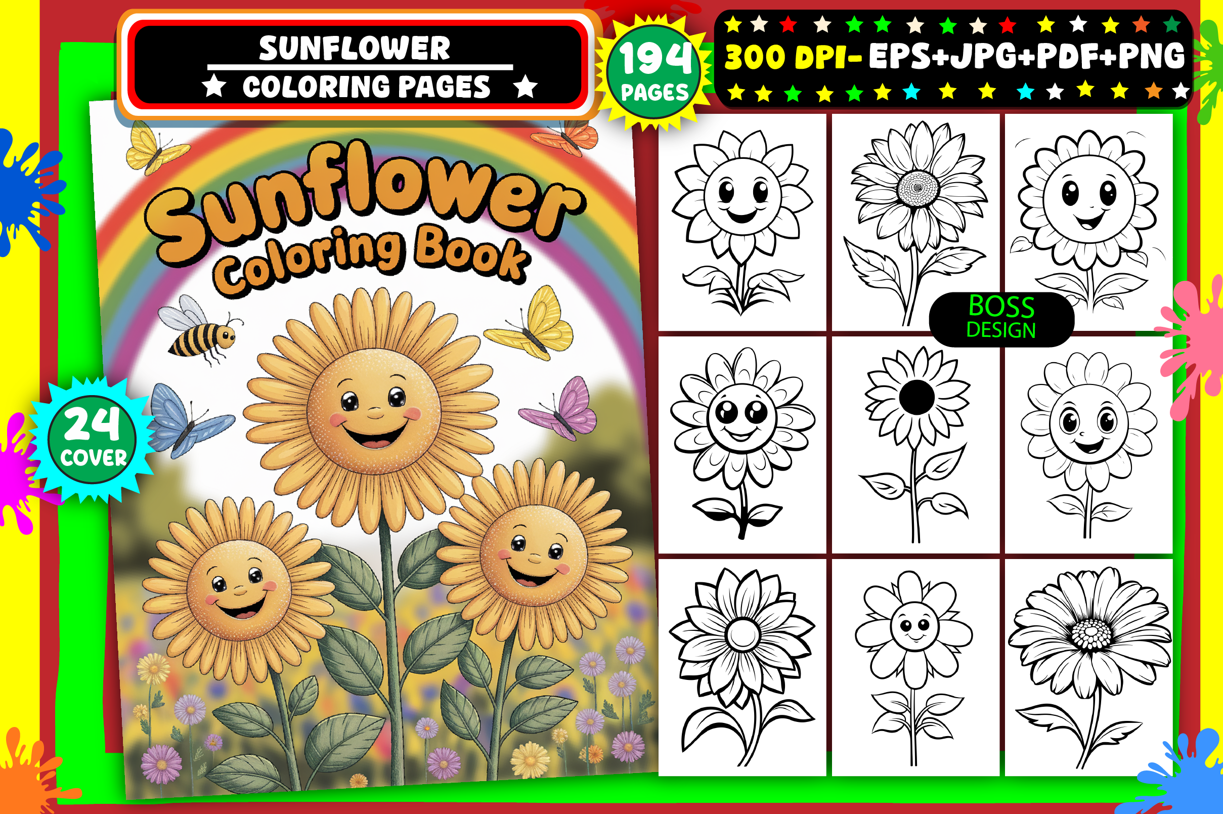 🌻 Sunflower Coloring Pages for Kids