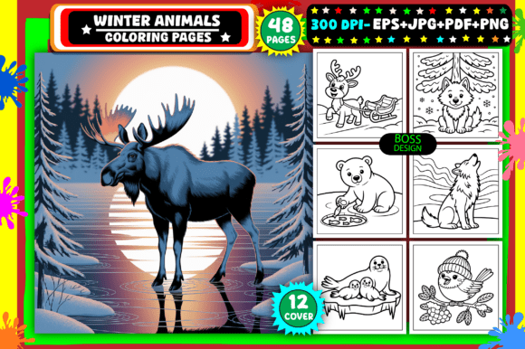 Winter Animals Coloring Pages for Kids