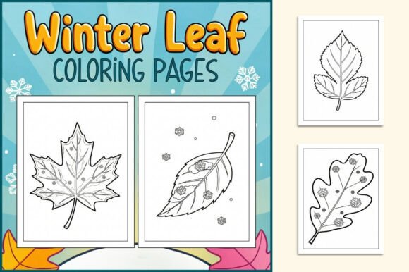 Winter Leaf Coloring Pages for Kids