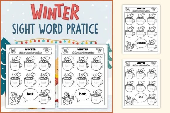 Winter Sight Words Practice Worksheets