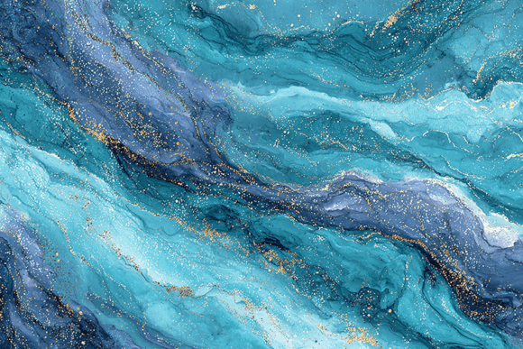 Blue Marble Abstract Texture with Gold