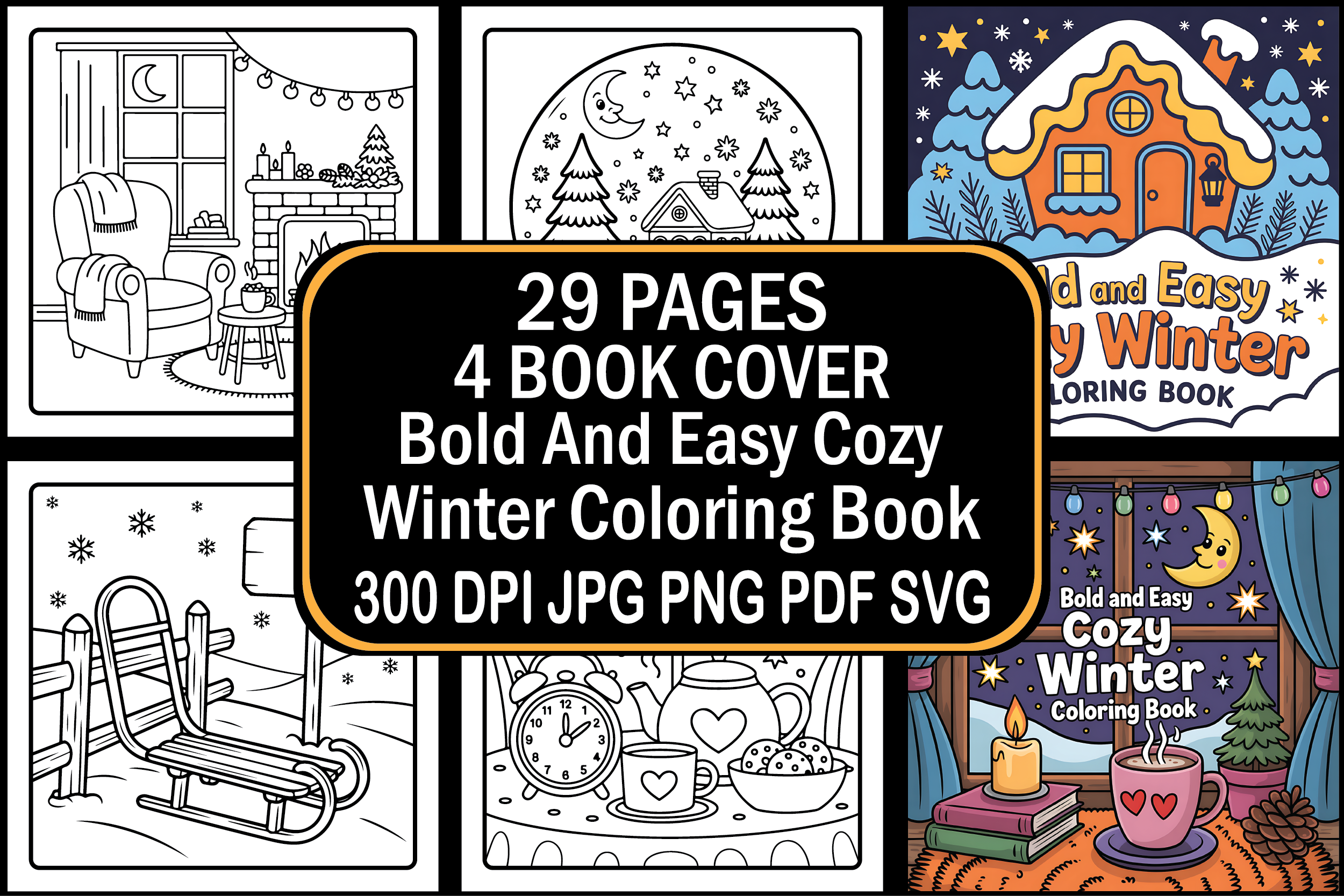 Bold and Easy Cozy Winter Coloring Book
