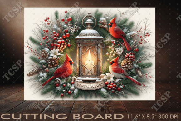 Cardinals Winter Wishes Cutting Board