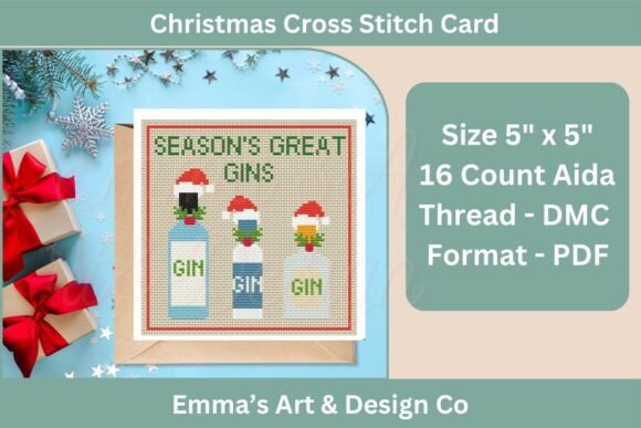 Christmas Gin Bottle Cross Stitch