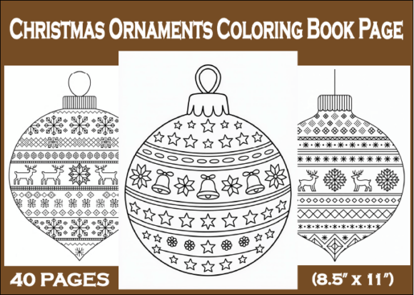 Christmas Ornaments Coloring Book Page