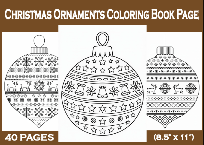 Christmas Ornaments Coloring Book Page