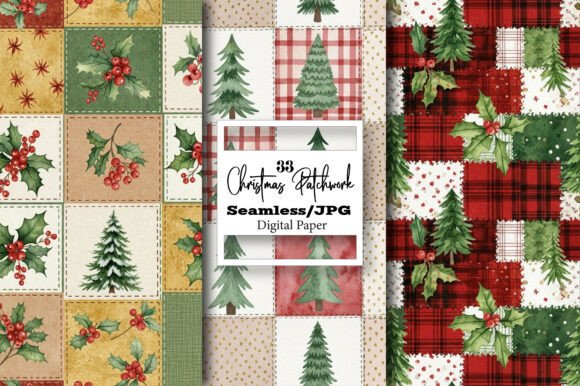Christmas Patchwork Seamless Pattern