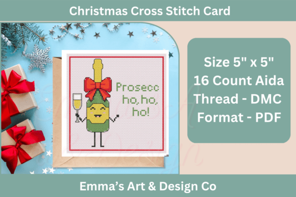 Christmas Prosecco Cross Stitch Pattern