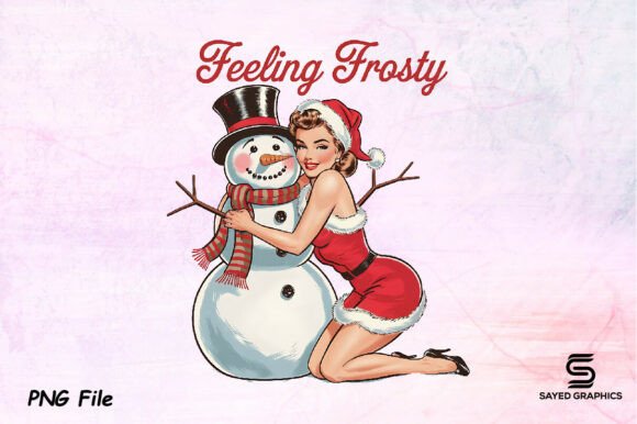 Preview of Retro Girl Christmas Sublimation Png T-shirt, sticker, and sublimation design