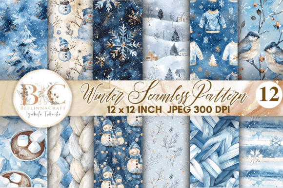 Winter Seamless Digital Paper Bundles