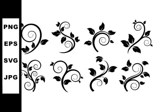 Black Floral Vine Swirl Ornamental Vecto Grafik Druckbare Illustrationen Von SVGdesigns