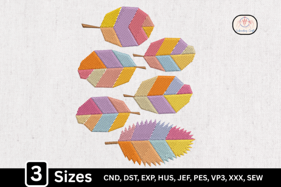 Boho Patchwork Pastel Geometric Leaves
