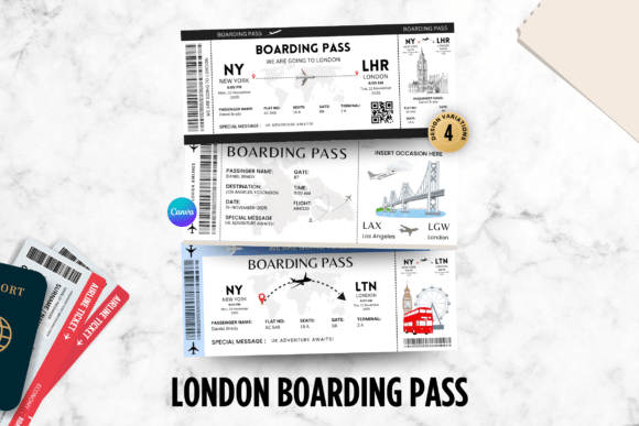 Canva London Boarding Pass Trip Ticket