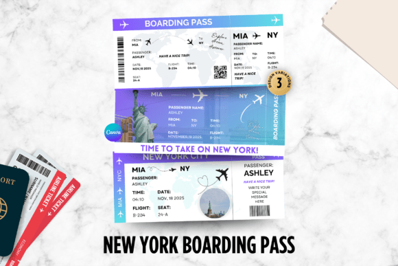 Canva New York Boarding Pass Ticket