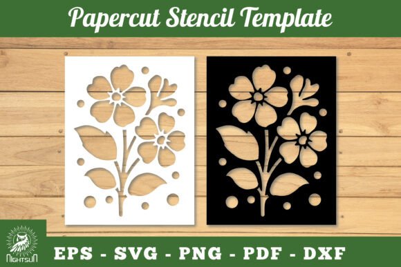 Flower Papercut Stencil Template SVG 3