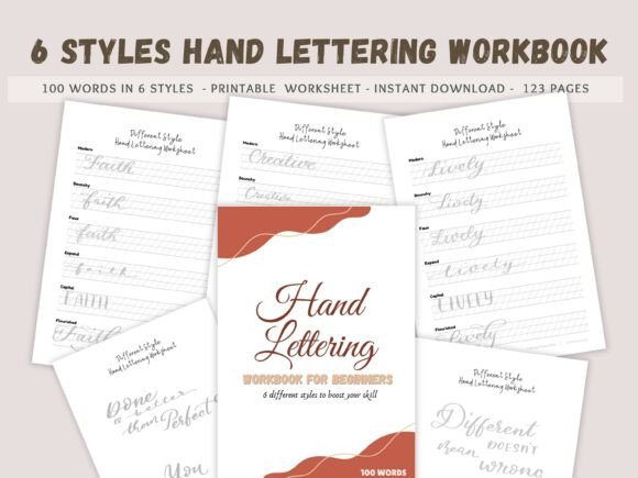 Hand Lettering Practice with 6 Styles