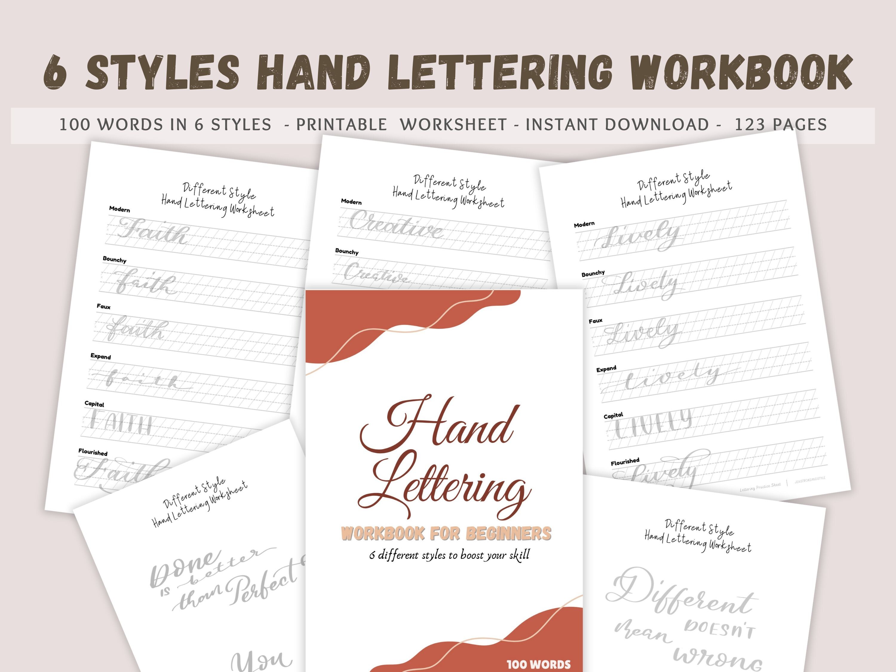 Hand Lettering Practice with 6 Styles