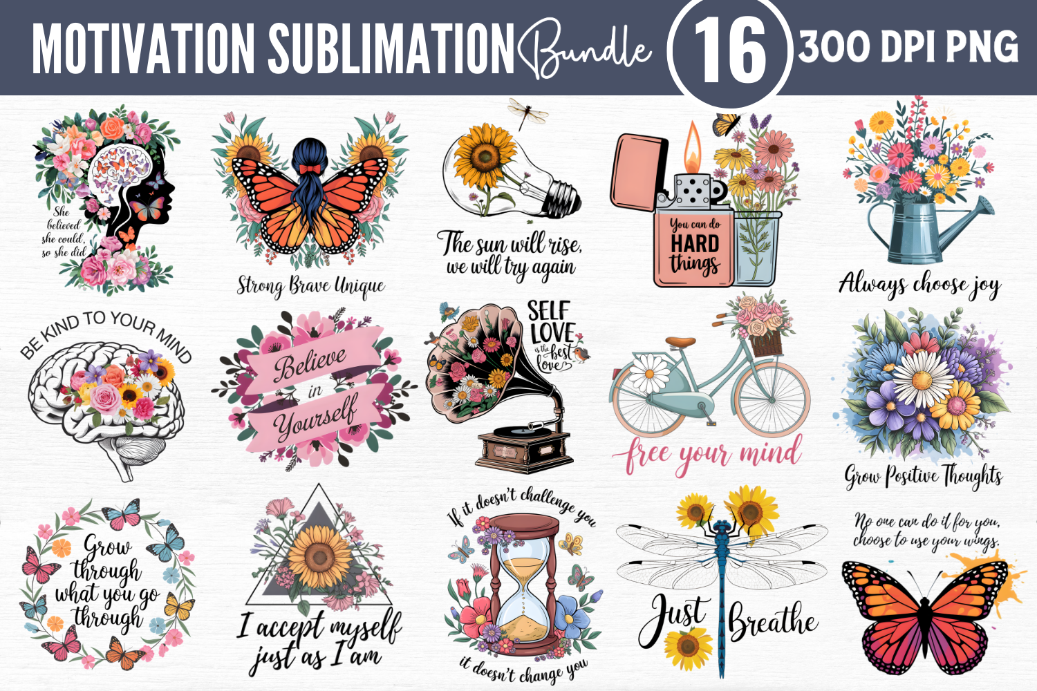 Motivational Sublimation Quotes Bundle Graphic by Styled Stock Mock ...