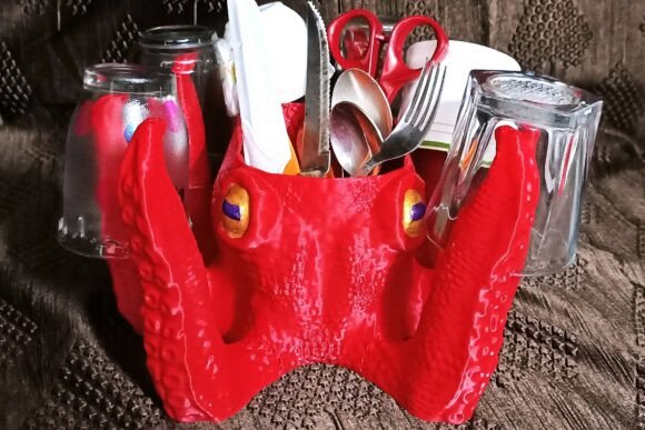 Octy Kitchen Utensils Holder 2 Versions 3D Printing By Sigma Designers