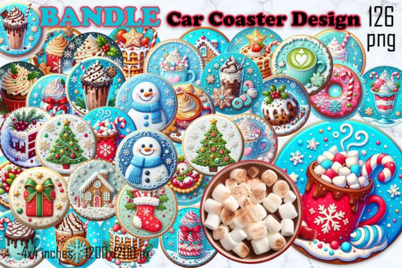 Round Christmas Cookie Car Coaster