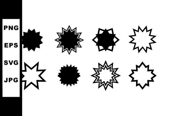 Set of Black and White Starburst Shapes