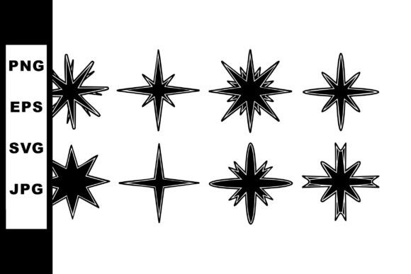 Set of Vintage Starburst Shapes with Eig