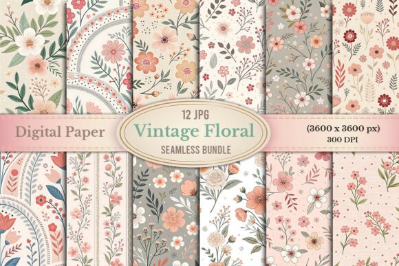 Vintage Floral Seamless Patterns Graphic Patterns By Craftiqe-shop
