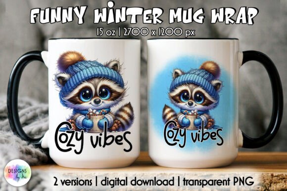 Baby Racoon With Hot Cocoa Mug Wrap Graphics