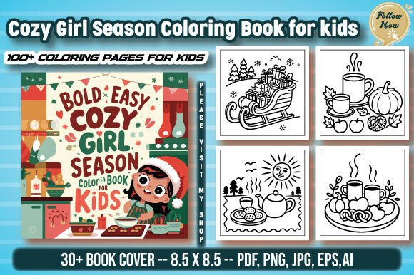 Bold Easy Cozy Girl Season Coloring Page