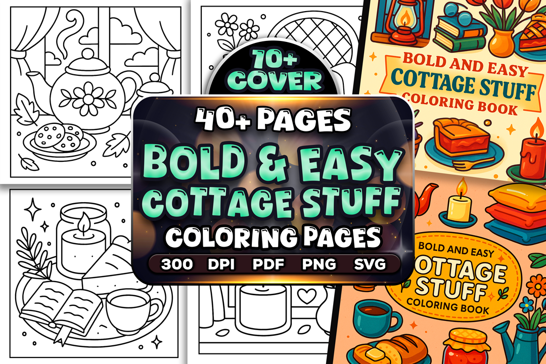 Bold and Easy Cottage Stuff Coloring