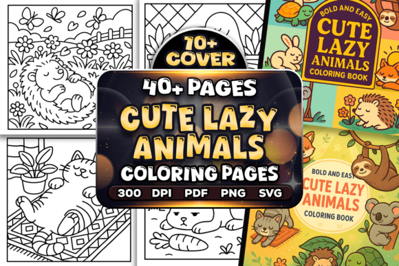 Bold and Easy Lazy Animals Coloring