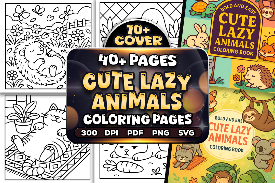 Bold and Easy Lazy Animals Coloring