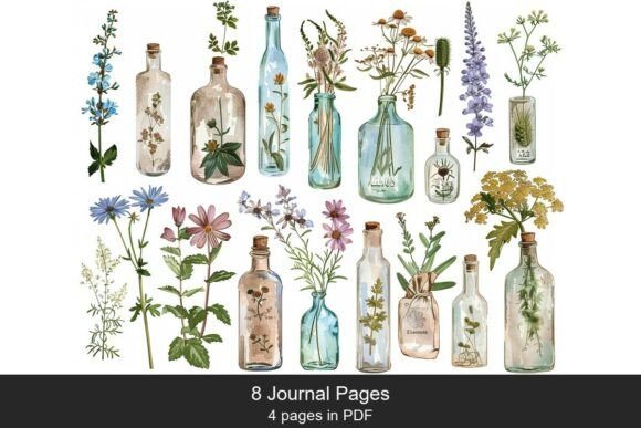 Botanical Bottle Ephemera Set