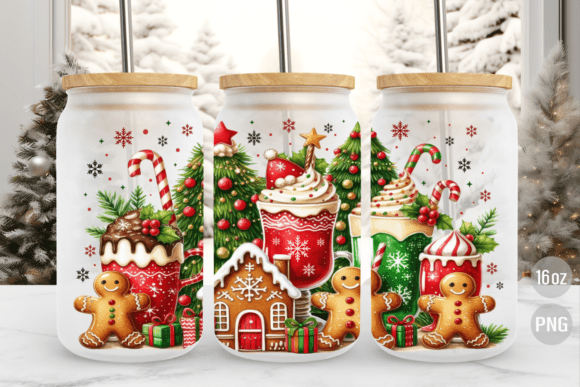 Christmas Gingerbread 16 oz Glass Wrap