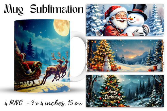 Christmas Mug Wrap Sublimation Png Graphics