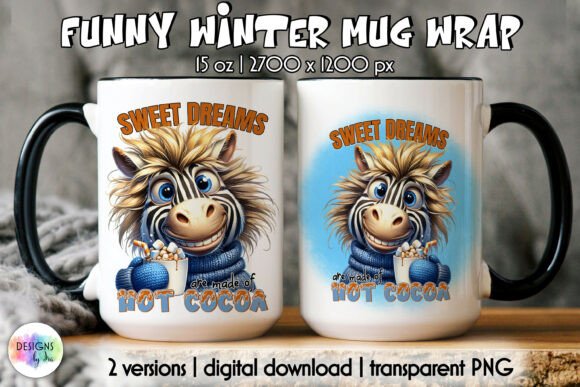 Funny Zebra With Hot Cocoa Mug Wrap Graphics