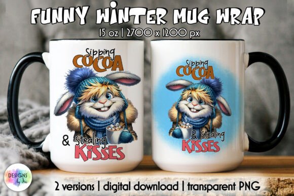 Hot Cocoa And Cute Bunny Mug Wrap Graphics